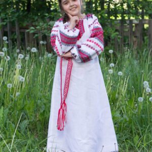 Детское платье "Этно" бело-красное