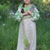 Детское платье "Этно" небелёно-зелёное