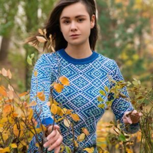 Джемпер синий (женский) славянские свитера