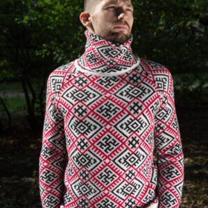 Свитер с воротом белый (мужской) славянские свитера