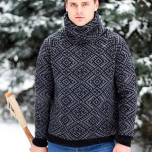 Свитер с воротом серый (мужской) славянские свитера