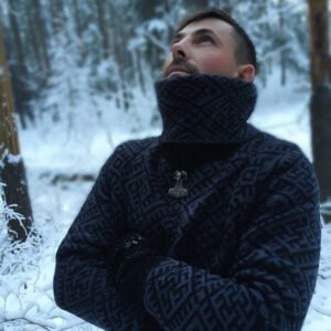 Свитер с воротом серый (мужской) славянские свитера