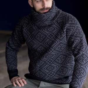 Свитер с воротом серый (мужской) славянские свитера