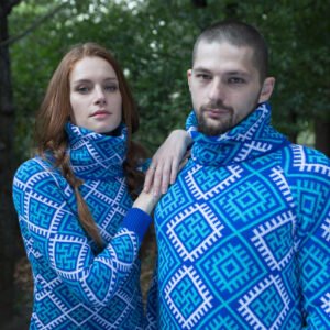 Свитер с воротом синий (мужской) славянские свитера