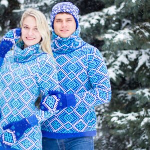 Свитер с воротом синий (мужской) славянские свитера