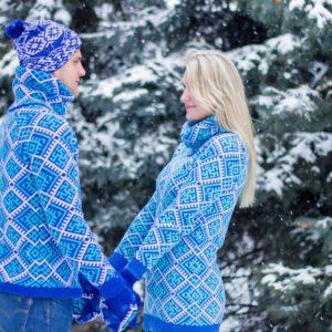 Свитер с воротом синий (мужской) славянские свитера