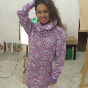 Свитер с воротом сиреневый (женский)