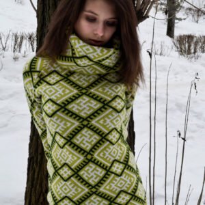 Свитер с воротом зелёный (женский) славянские свитера