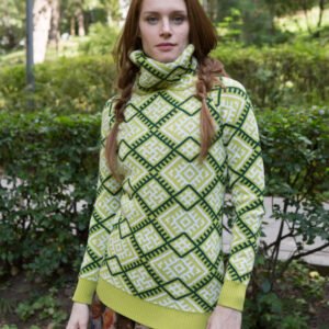 Свитер с воротом зелёный (женский) славянские свитера