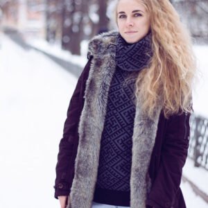 Свитер с воротом серый (женский) славянские свитеры