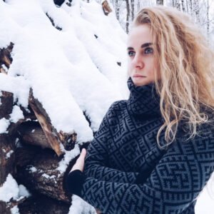 Свитер с воротом серый (женский) славянские свитеры