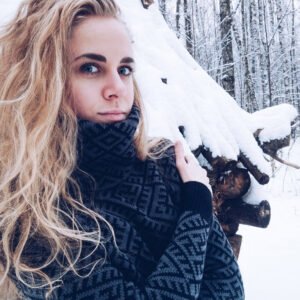 Свитер с воротом серый (женский) славянские свитеры