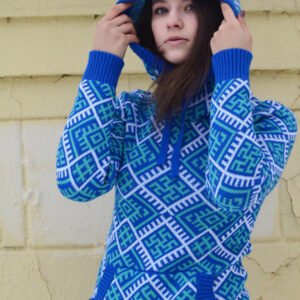 Толстовка синяя (женская) славянские свитера