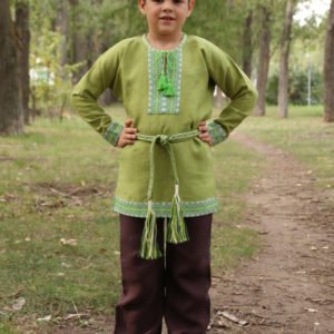 Детская рубаха "Этно" салатовая