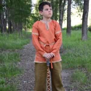 Детская рубаха в русском стиле оранжевая