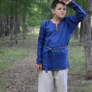 Детская рубаха в русском стиле синяя