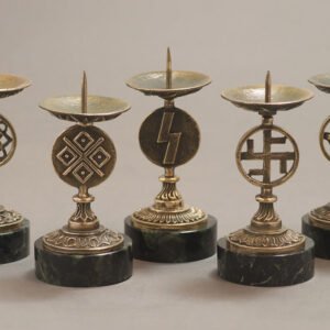 Подсвечник со славянскими символами на камне