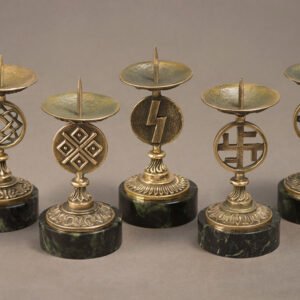 Подсвечник со славянскими символами на камне