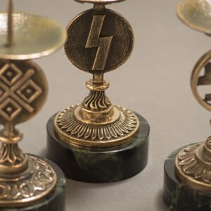 Подсвечник со славянскими символами на камне