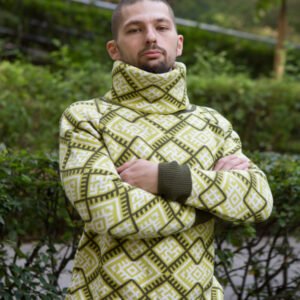 Свитер с воротом зелёный (мужской) славянские свитера